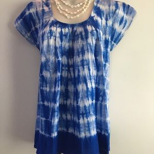 Calvin Klein blue/white “tie dye” blouse